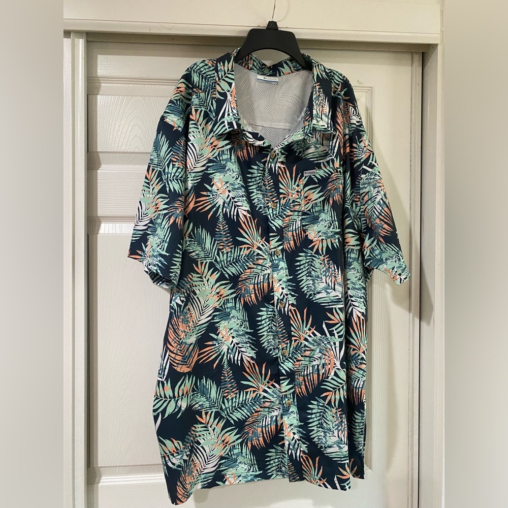 Columbia PFG Tropical Leaf Print Shirt‎ Size 4X